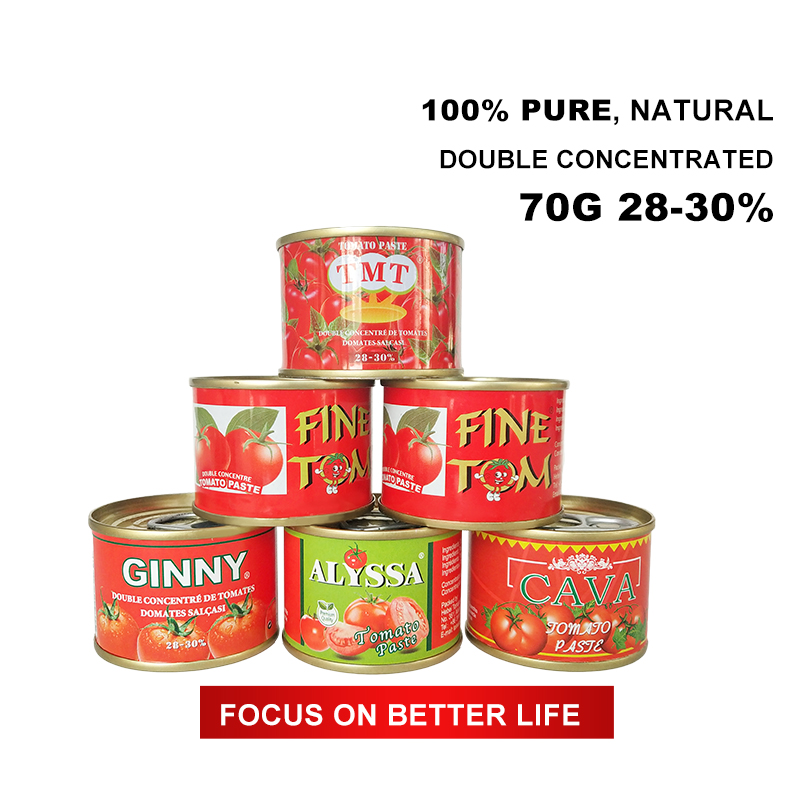 Wholesale Price OEM Brand Customized Double Concentrate Canned 70g Brix 28%-30% Tomato Paste, 1800